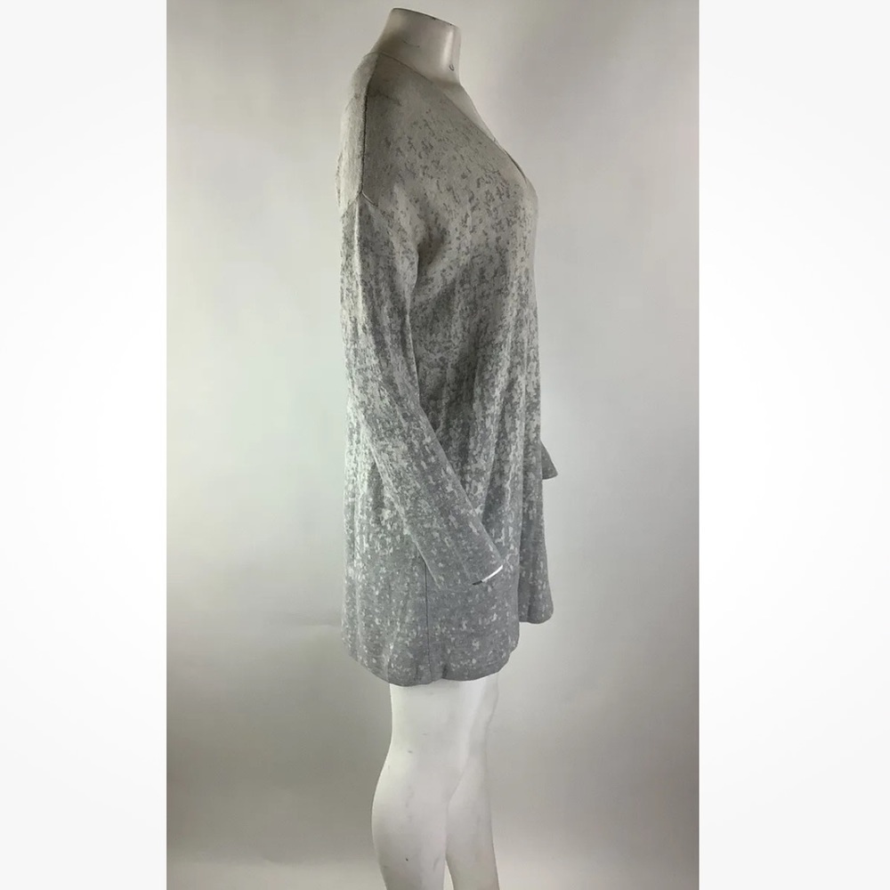 Pure Jill Sz M Printed Pullover Sweater Dress Cream Gray Cotton Viscose Vneck - Picture 3 of 6